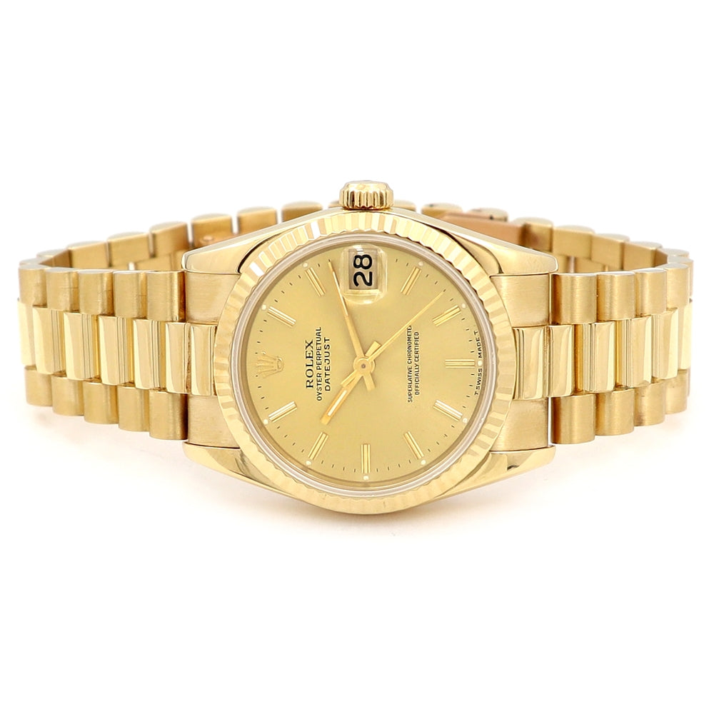 31mm Rolex 18k Yellow Gold Oyster Perpetual Datejust Watch