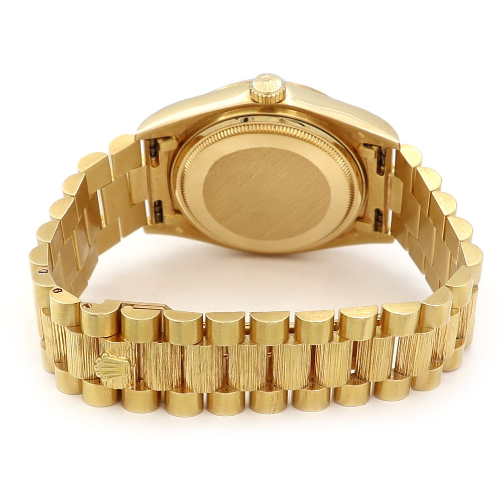 36mm Rolex 18k Yellow Gold Bark-Finished Day-Date Watch