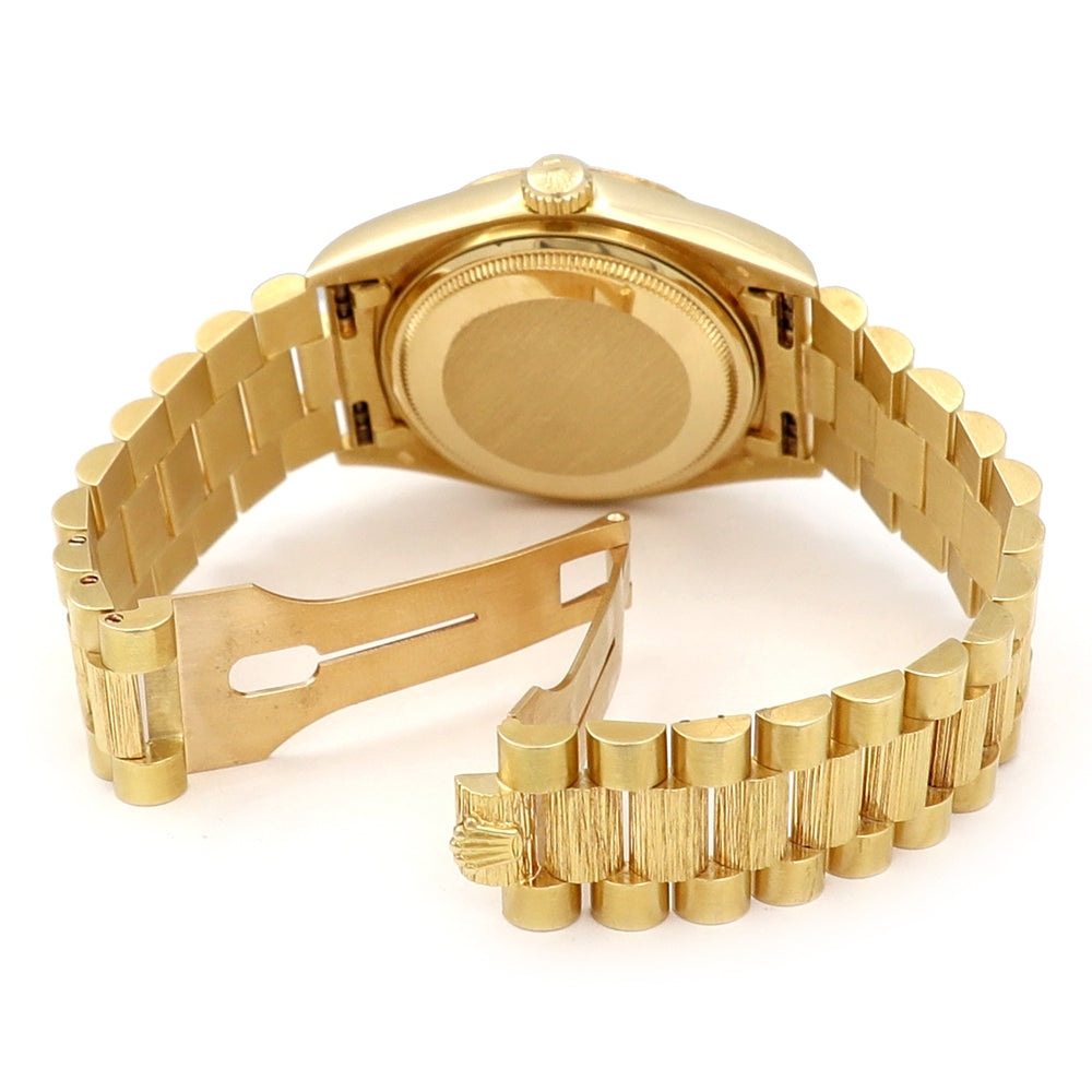 36mm Rolex 18k Yellow Gold Bark-Finished Day-Date Watch