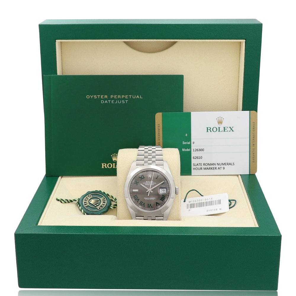Rolex Stainless Steel Datejust 41 Wimbledon Dial 126300