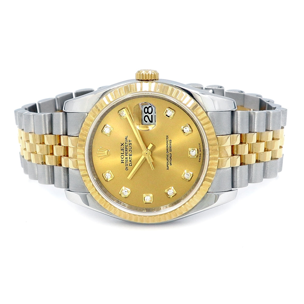 36mm Rolex 18K Yellow Gold and Stainless Steel Datejust Watch