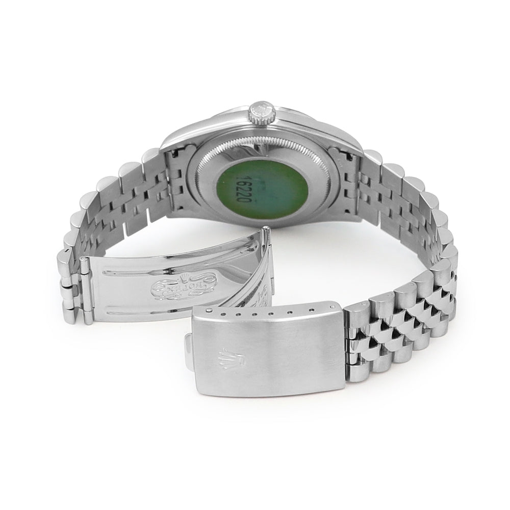 36mm Rolex Stainless Steel Datejust Watch Silver Roman Numeral Dial