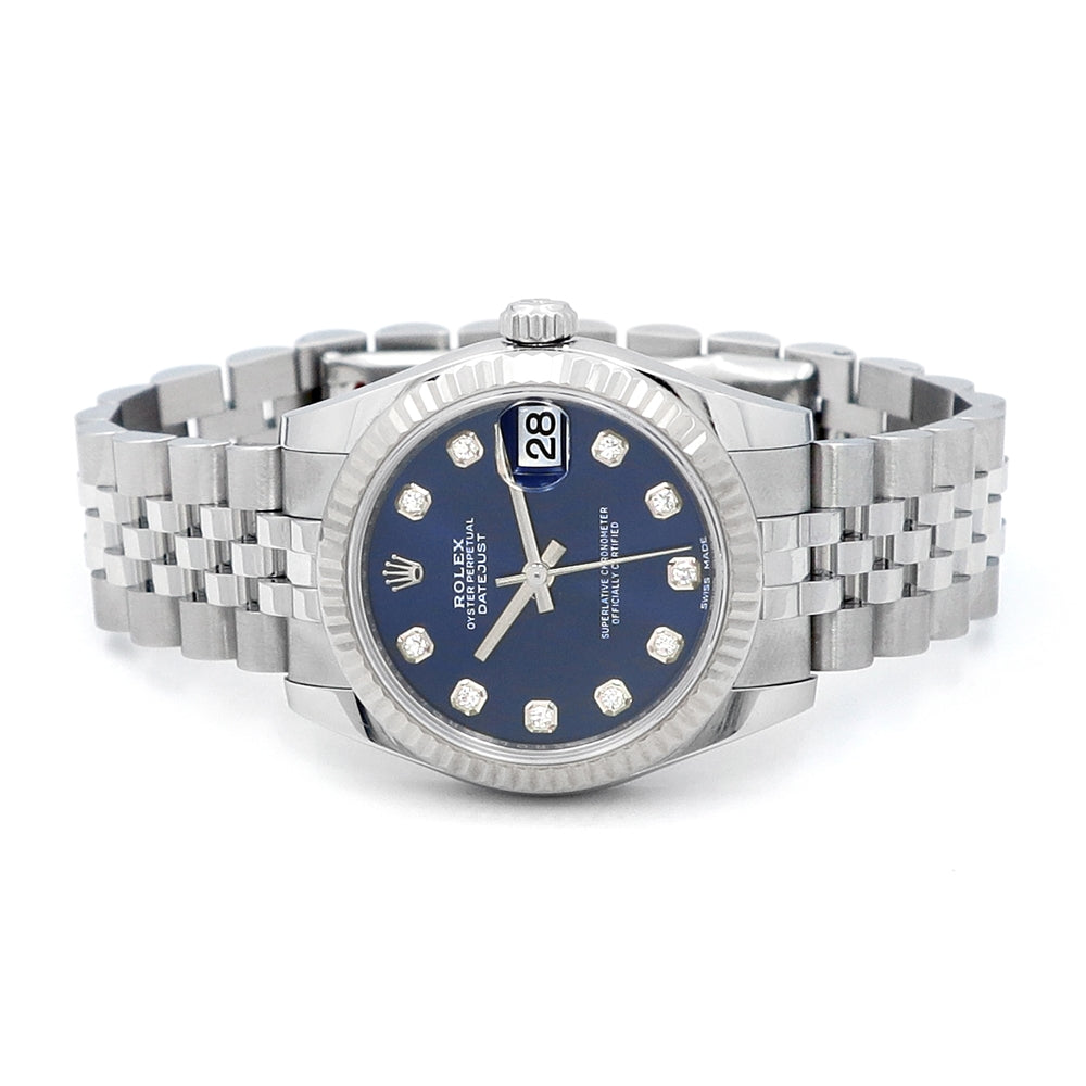 31mm Rolex Stainless Steel Datejust Watch Blue Diamond Dial