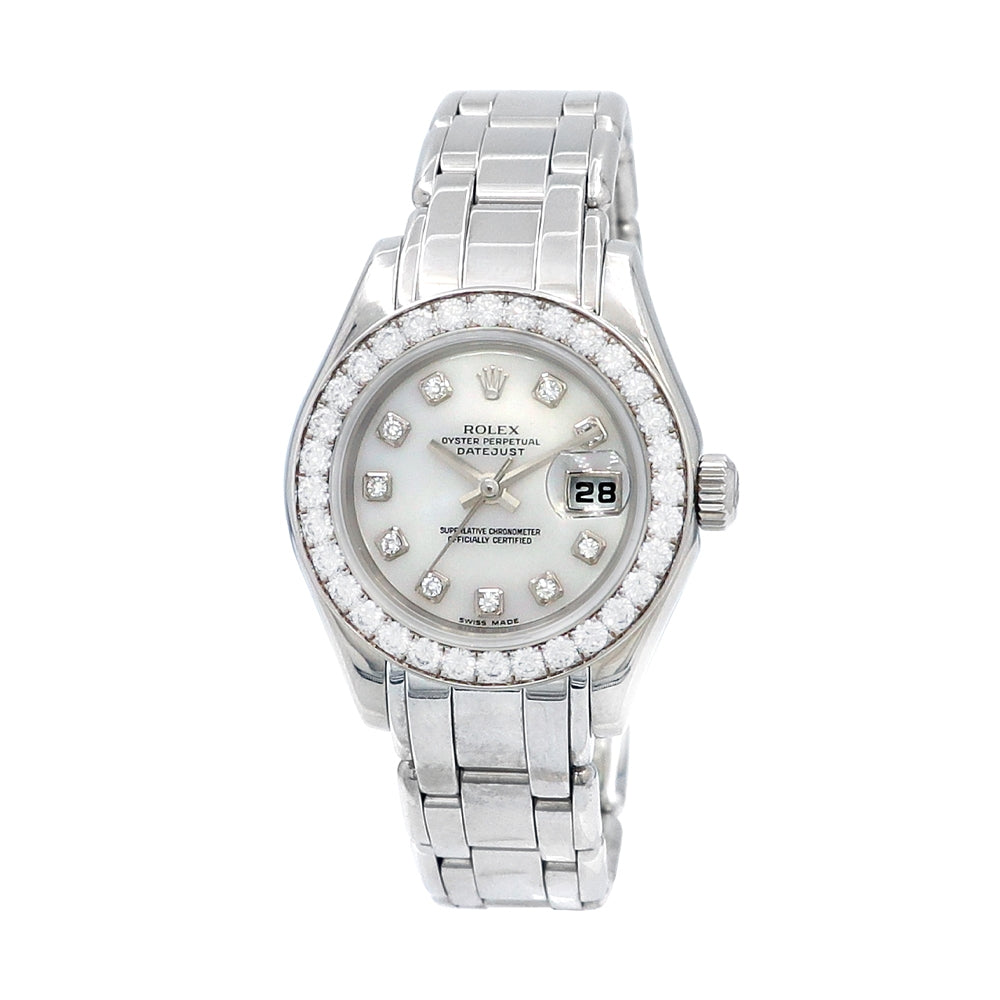 29mm Rolex 18K White Gold Oyster Perpetual Pearlmaster Datejust Watch