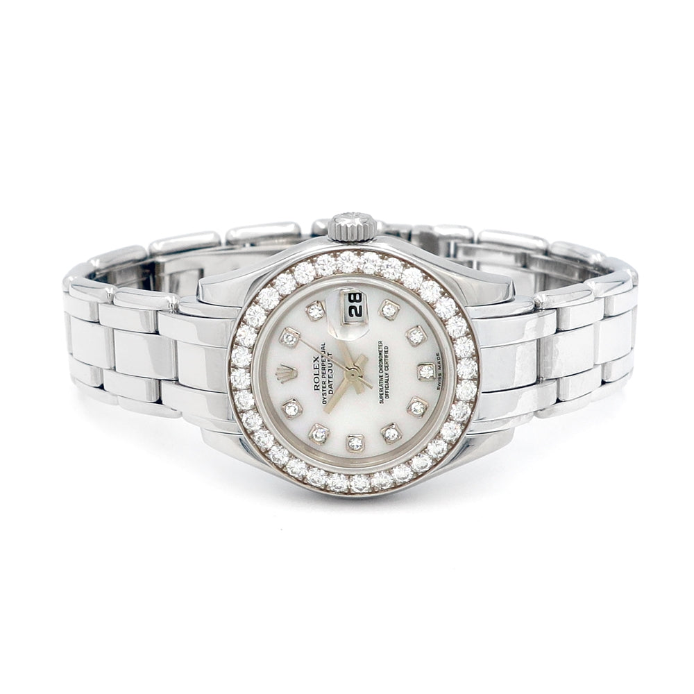 29mm Rolex 18K White Gold Oyster Perpetual Pearlmaster Datejust Watch