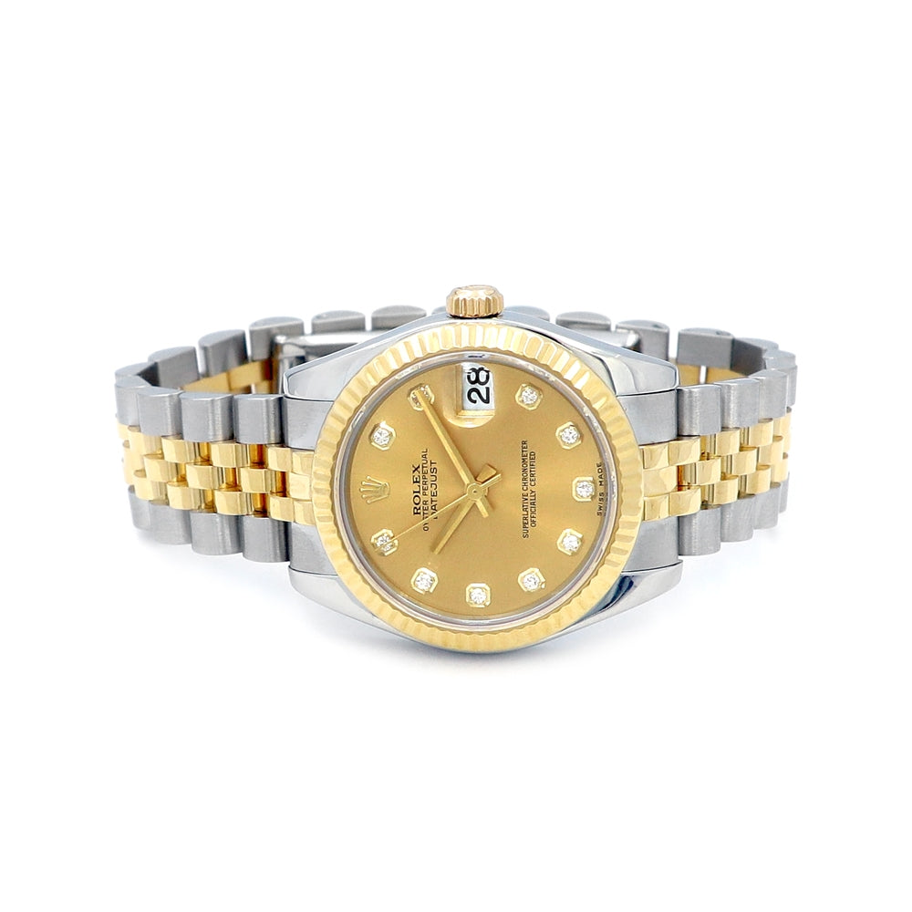 31mm Rolex 18K Yellow Gold and Stainless Steel Datejust 178273 Watch