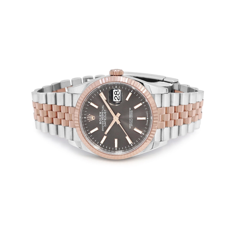 36mm Rolex 18k Rose Gold and Stainless Steel Oyster Perpetual Datejust Watch