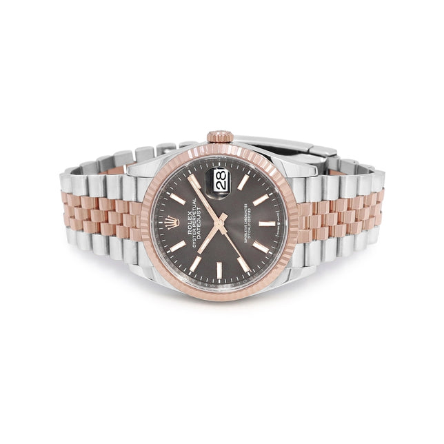 36mm Rolex 18k Rose Gold and Stainless Steel Oyster Perpetual Datejust Watch