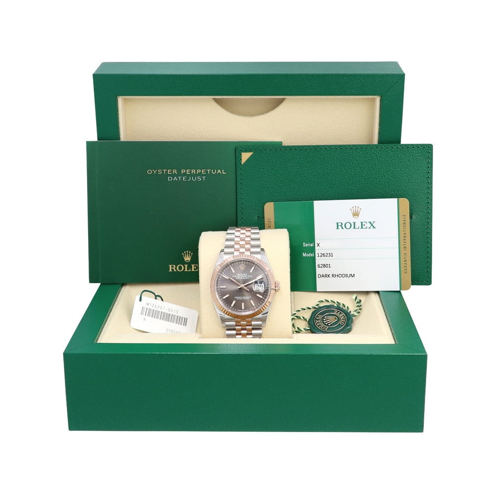 36mm Rolex 18k Rose Gold and Stainless Steel Oyster Perpetual Datejust Watch