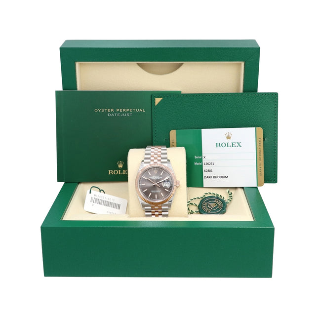 36mm Rolex 18k Rose Gold and Stainless Steel Oyster Perpetual Datejust Watch