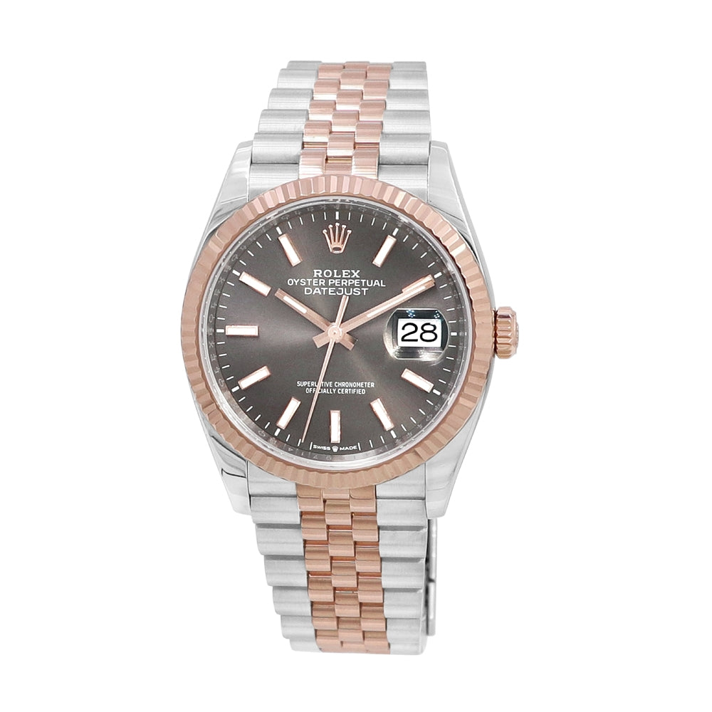 36mm Rolex 18k Rose Gold and Stainless Steel Oyster Perpetual Datejust Watch