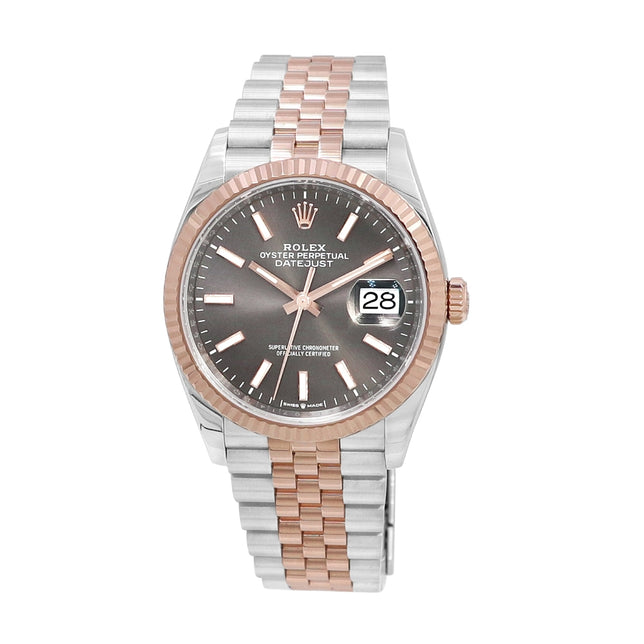 36mm Rolex 18k Rose Gold and Stainless Steel Oyster Perpetual Datejust Watch