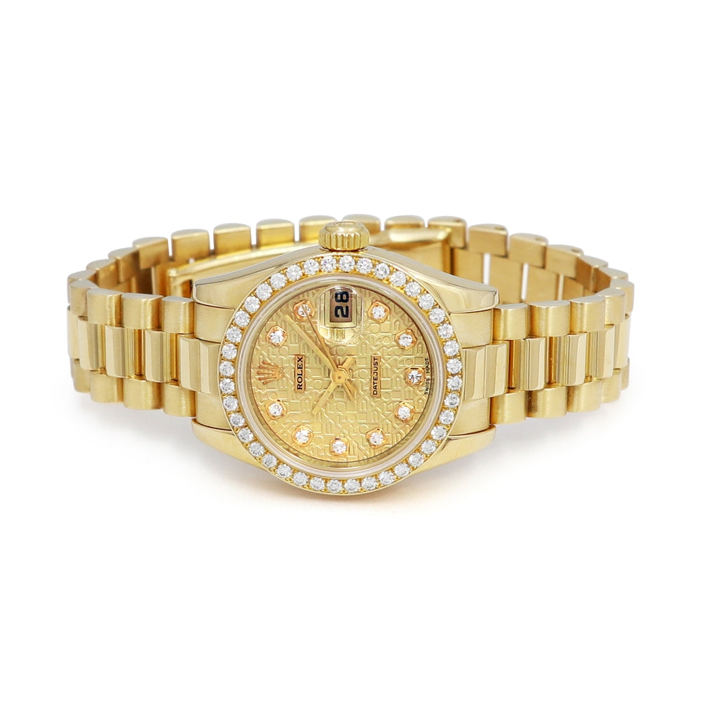26mm Rolex 18k Yellow Gold Oyster Perpetual Datejust Watch