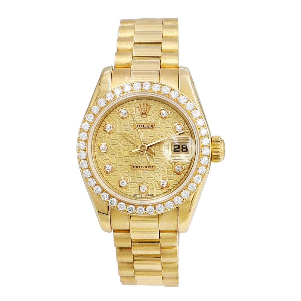 26mm Rolex 18k Yellow Gold Oyster Perpetual Datejust Watch