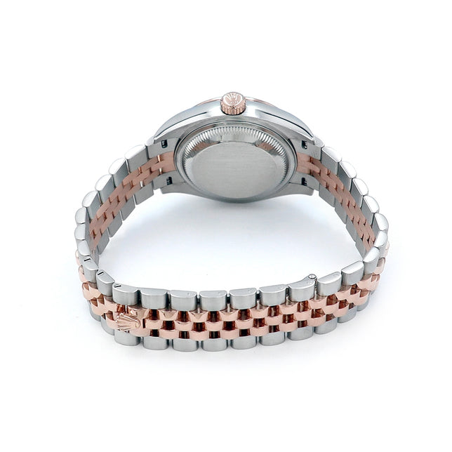28mm 18k Rose Gold and Stainless Steel Datejust Watch.  Aubergine 10R Diamond Dial.