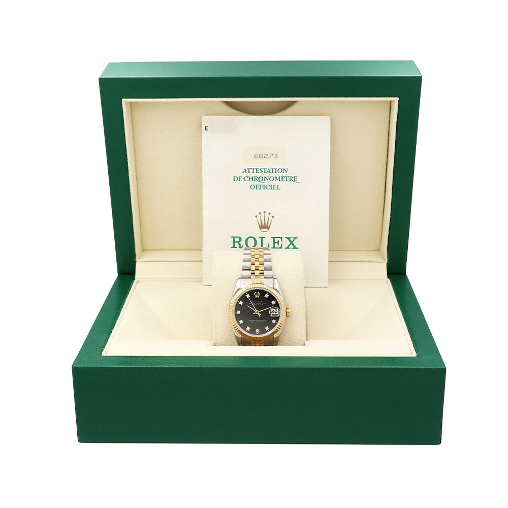 31mm Rolex 18k Yellow Gold And Stainless Steel Datejust Watch.