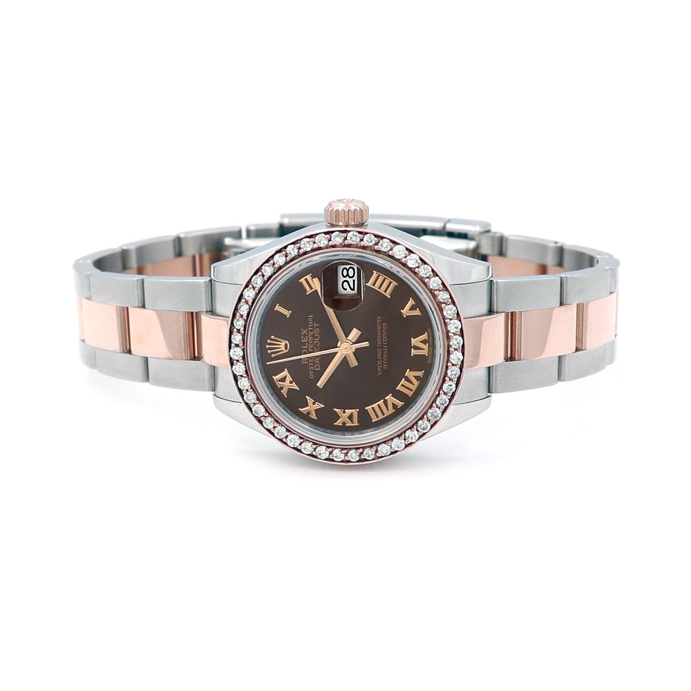 28mm Rolex 18k Rose Gold And Stainless Steel Datejust Watch
