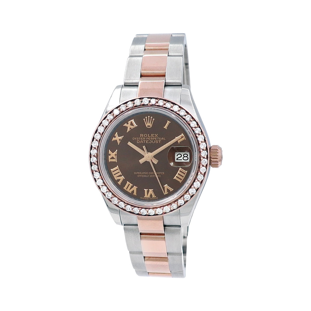 28mm Rolex 18k Rose Gold And Stainless Steel Datejust Watch