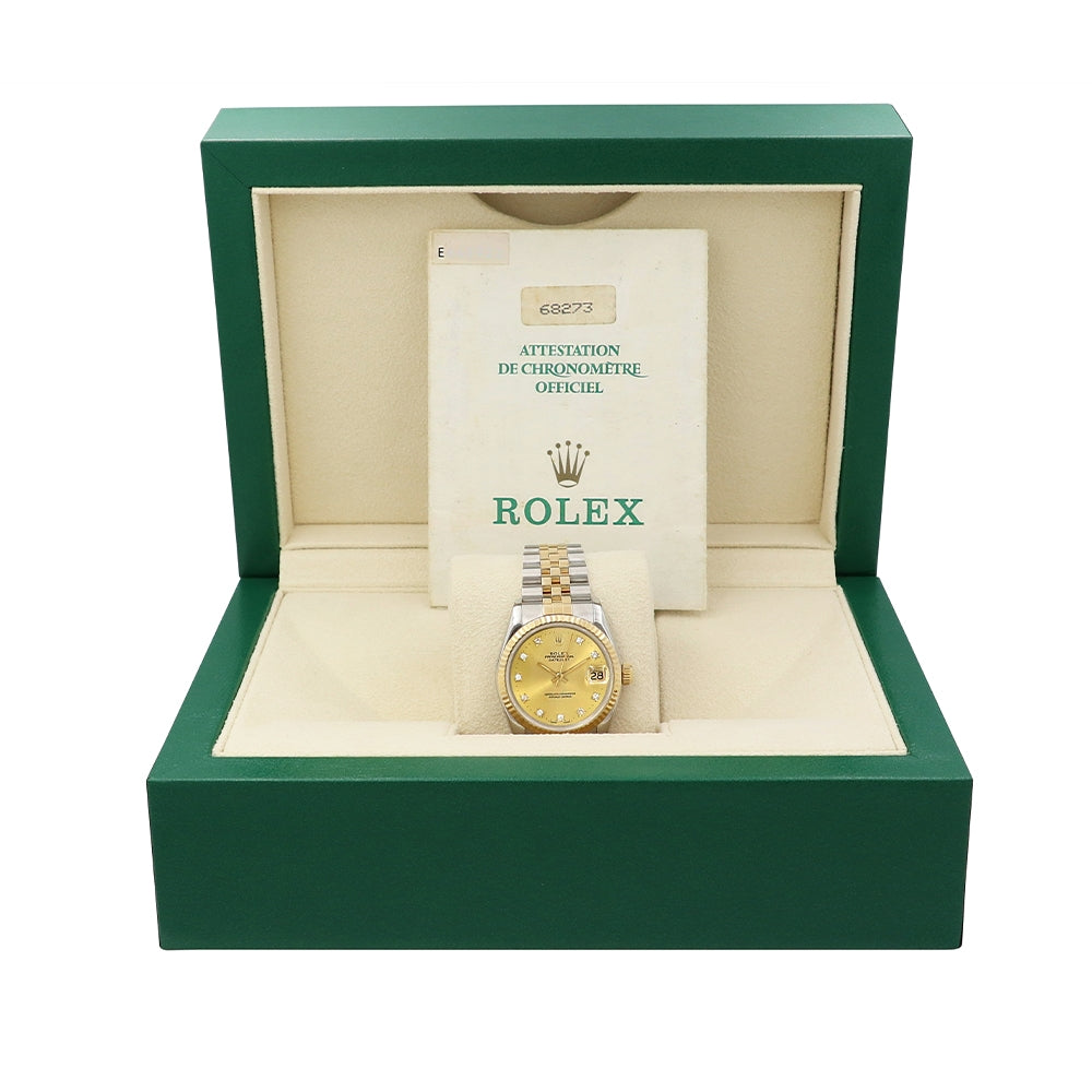 31mm Rolex 18k Yellow Gold And Stainless Steel Oyster Perpetual Datejust Watch.