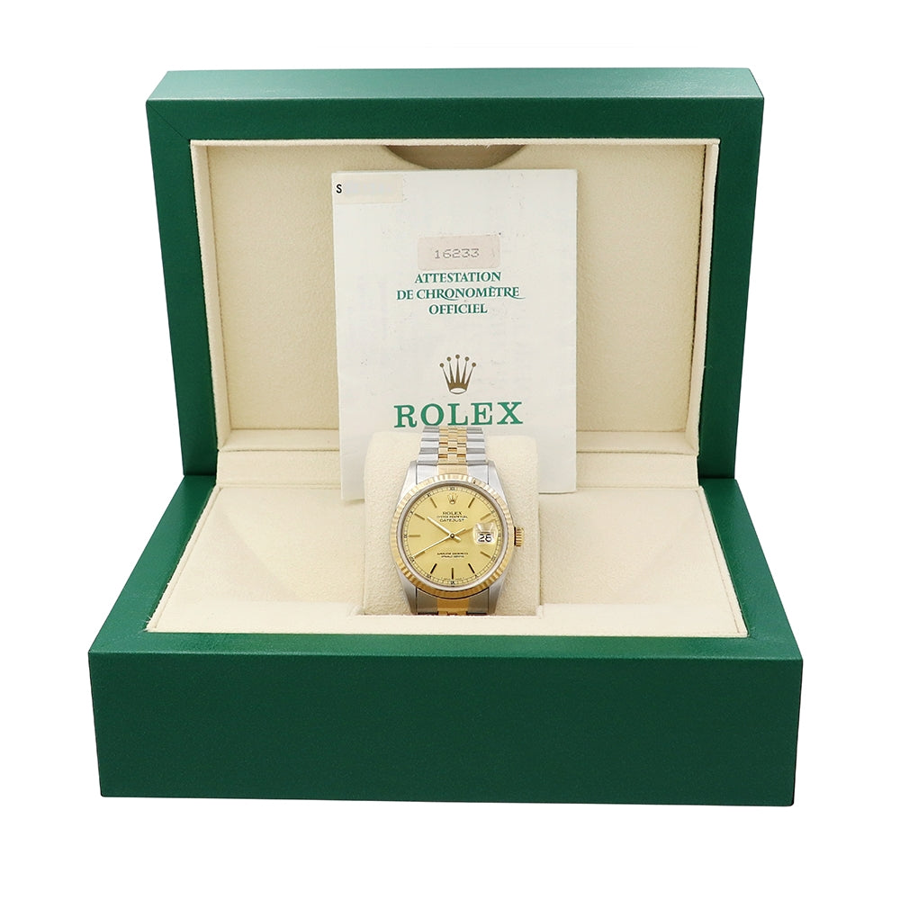 36mm Rolex Stainless Steel And 18k Yellow Gold Datejust Watch