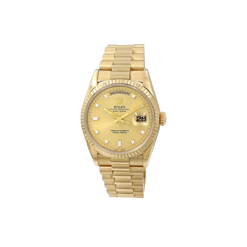 36mm 18k Yellow Gold Oyster Perpetual Daydate Watch.