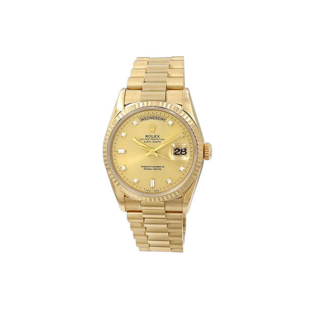 36mm 18k Yellow Gold Oyster Perpetual Daydate Watch.