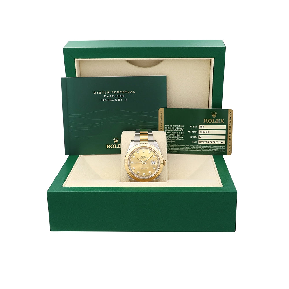 41mm Rolex 18k Yellow Gold and Stainless Steel Oyster Perpetual Datejust II Watch