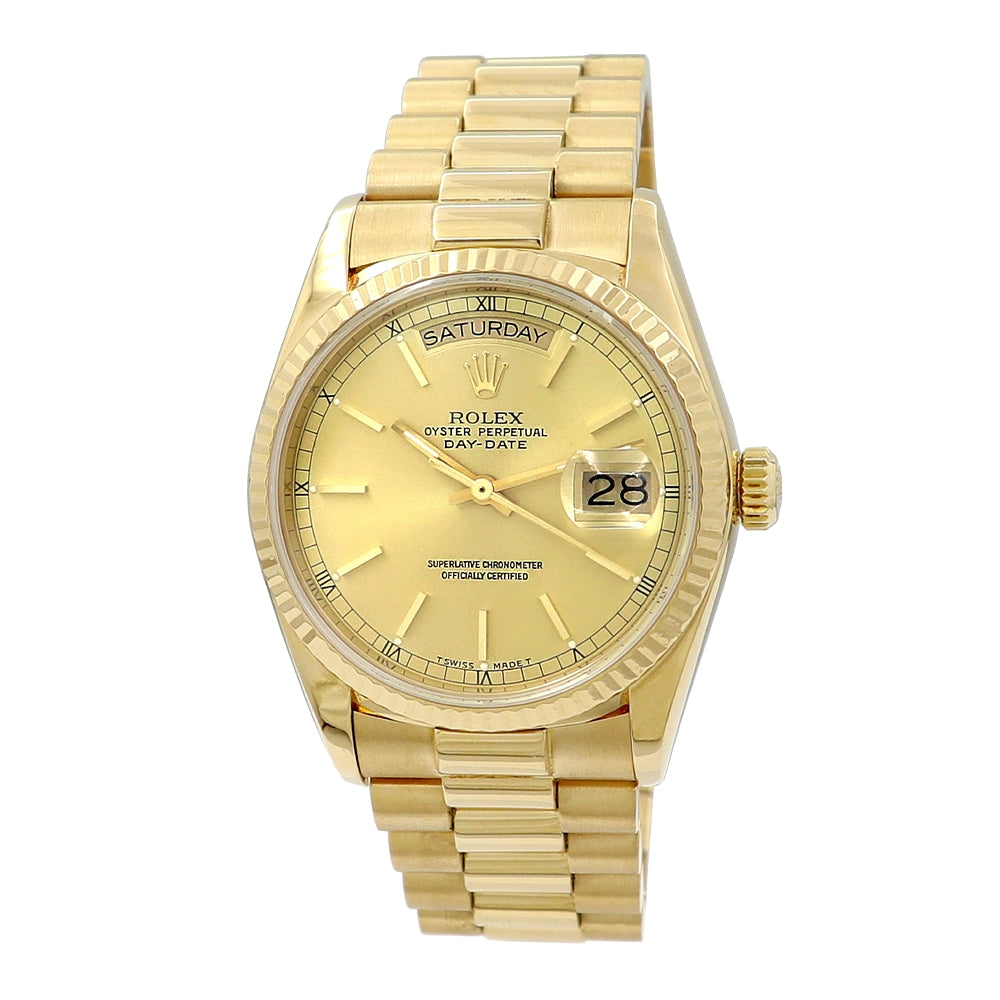 36mm Rolex 18k Yellow Gold Oyster Perpetual Daydate Watch