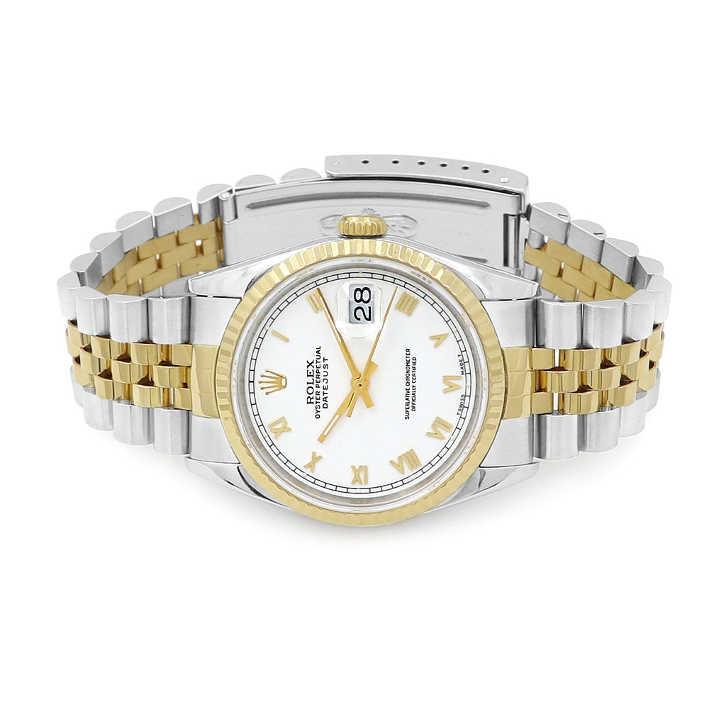 36mm Rolex 18k Yellow Gold And Stainless Steel Datejust Watch