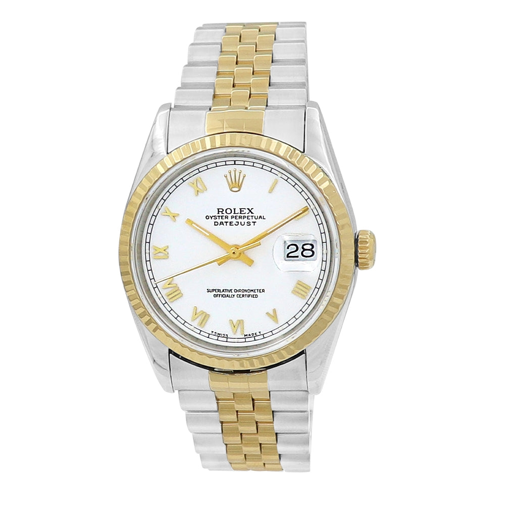 36mm Rolex 18k Yellow Gold And Stainless Steel Datejust Watch
