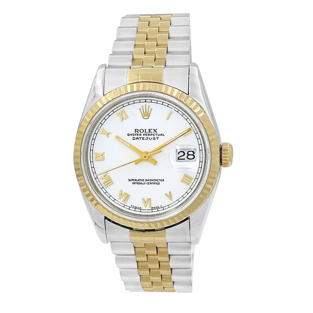 36mm Rolex 18k Yellow Gold And Stainless Steel Datejust Watch