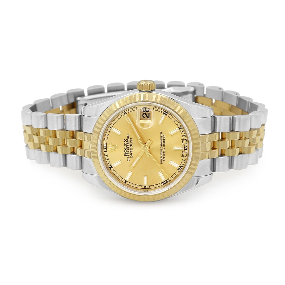 31mm Rolex 18k Yellow Gold And Stainless Steel Datejust Watch.