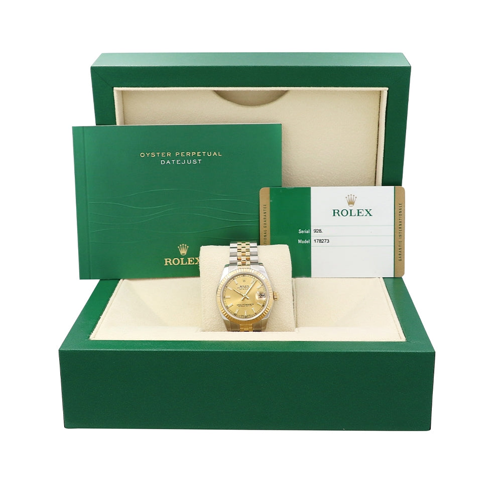31mm Rolex 18k Yellow Gold And Stainless Steel Datejust Watch.