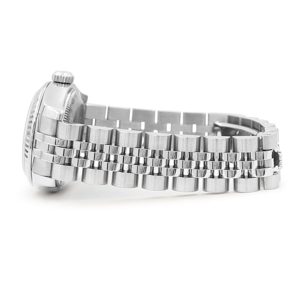 26mm Stainless Steel Datejust Watch. Black 10R Diamond Dial.