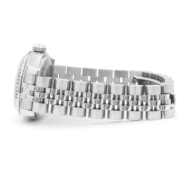 26mm Stainless Steel Datejust Watch. Black 10R Diamond Dial.