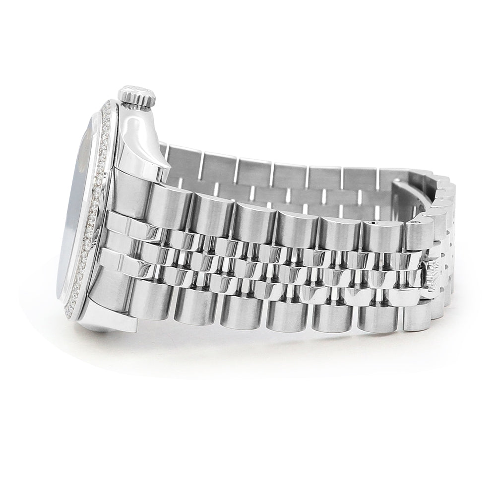 36mm Stainless Steel Datejust MOP With White Gold Diamond Bezel Watch.