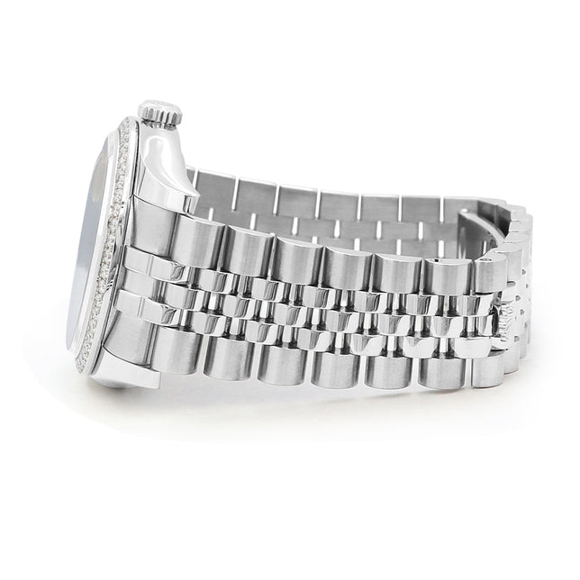 36mm Stainless Steel Datejust MOP With White Gold Diamond Bezel Watch.