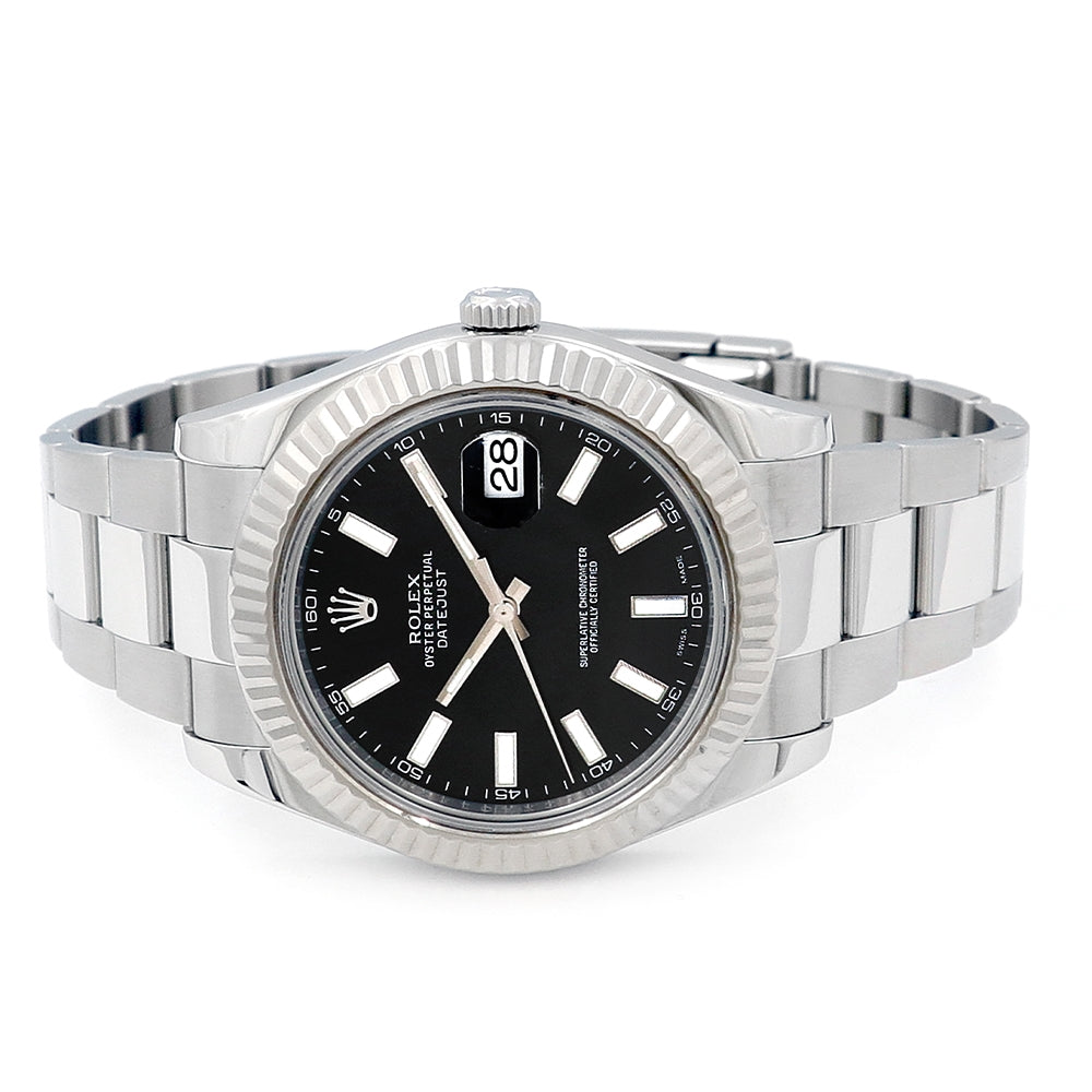 41mm Rolex Stainless Steel Datejust II Black Dial Watch