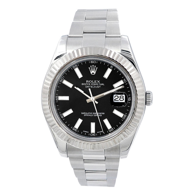 41mm Rolex Stainless Steel Datejust II Black Dial Watch
