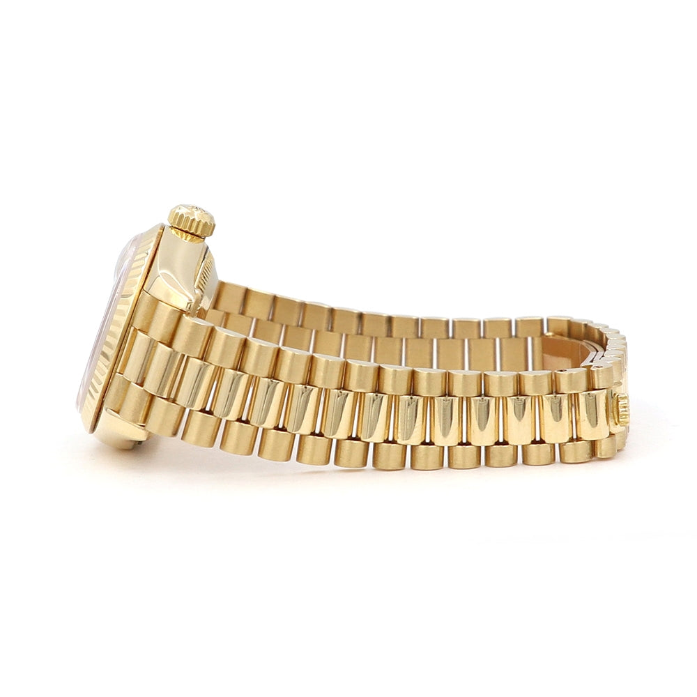 26mm 18k Yellow Gold President Band, 10R Diamond Dial Watch
