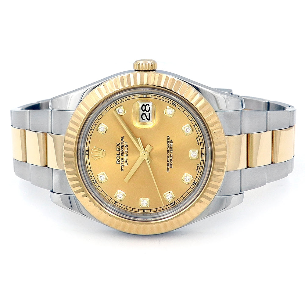 41mm Two tone Datejust II 10R Diamond Dial Watch