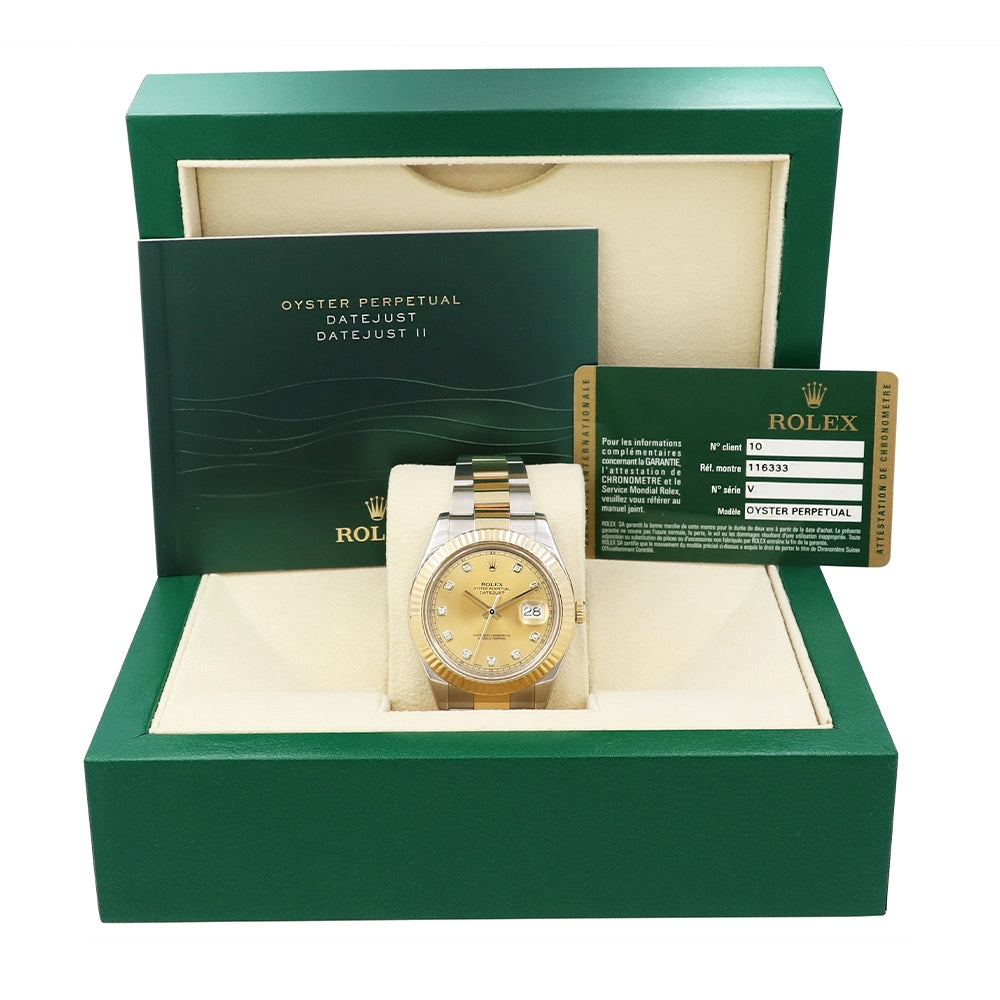 41mm Two tone Datejust II 10R Diamond Dial Watch