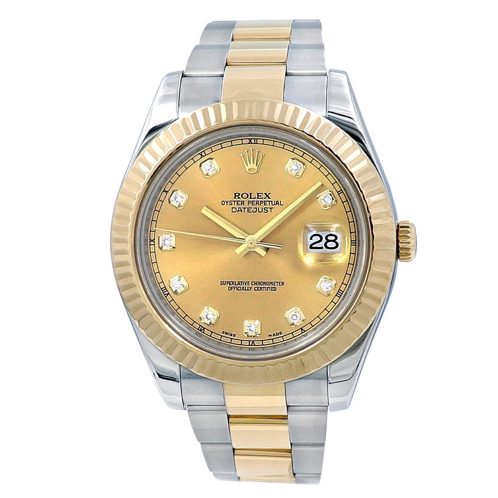 41mm Two tone Datejust II 10R Diamond Dial Watch