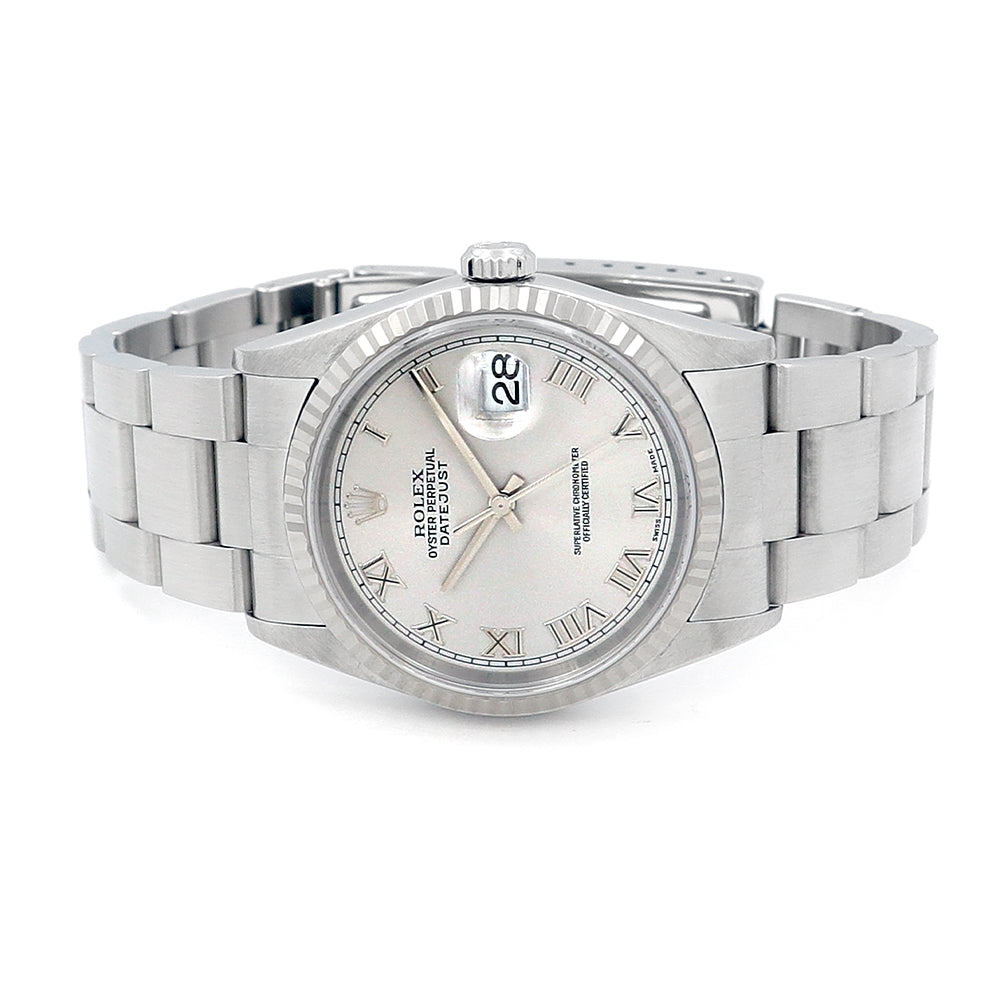 36mm Datejust Silver Roman Numeral Dial Watch