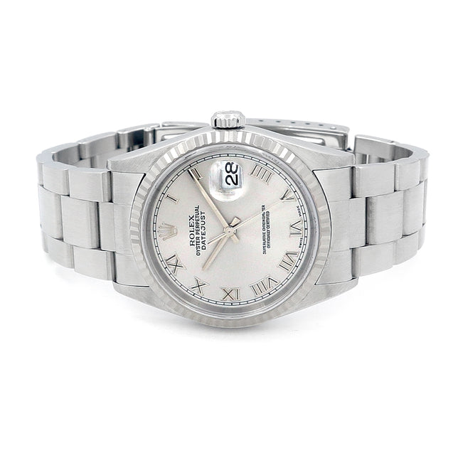 36mm Datejust Silver Roman Numeral Dial Watch