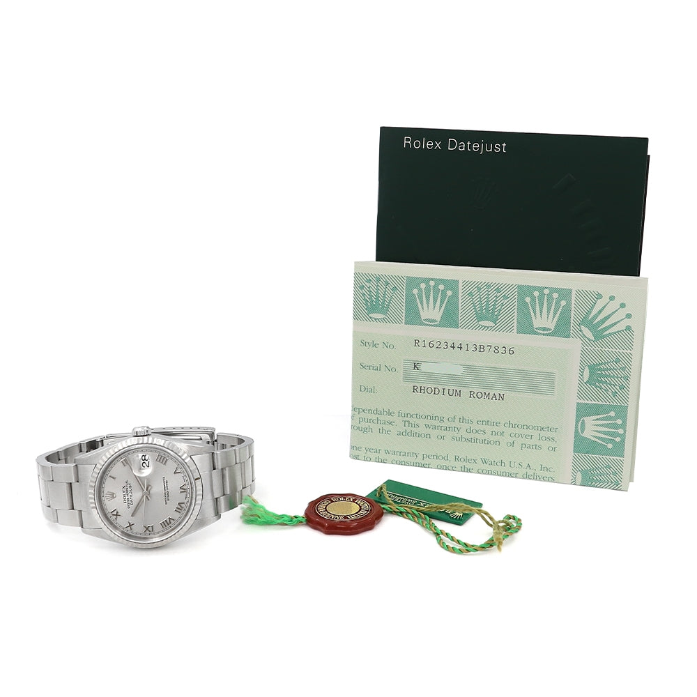 36mm Datejust Silver Roman Numeral Dial Watch