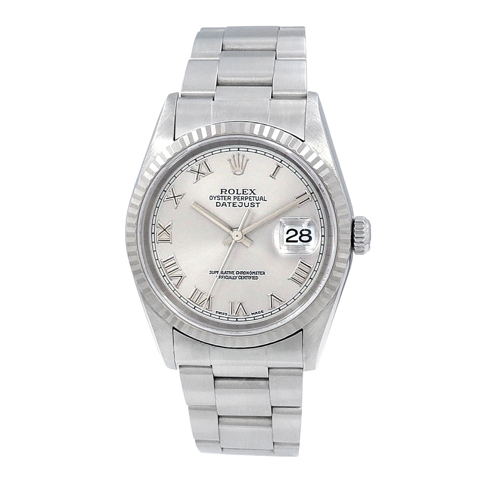 36mm Datejust Silver Roman Numeral Dial Watch