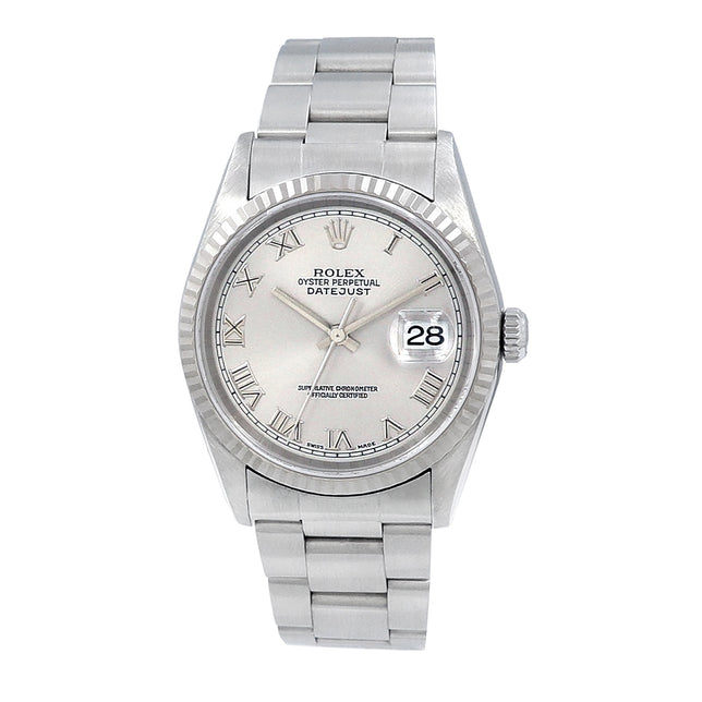 36mm Datejust Silver Roman Numeral Dial Watch