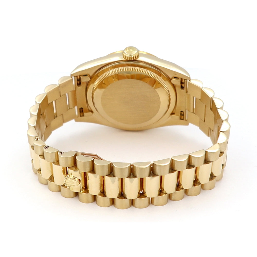 36mm 18k Yellow Gold Daydate Watch, 8+2R Diamond Dial
