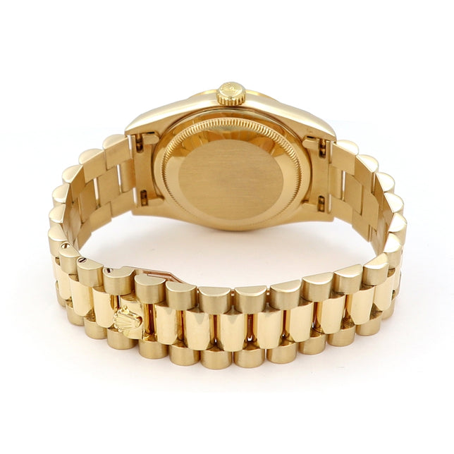 36mm 18k Yellow Gold Daydate Watch, 8+2R Diamond Dial